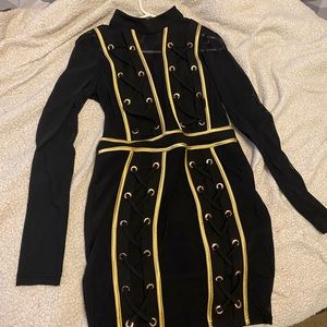 Turtleneck long sleeve mesh dress